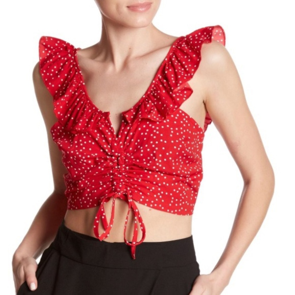 Nasty Gal Red Polka Dot Crop Top